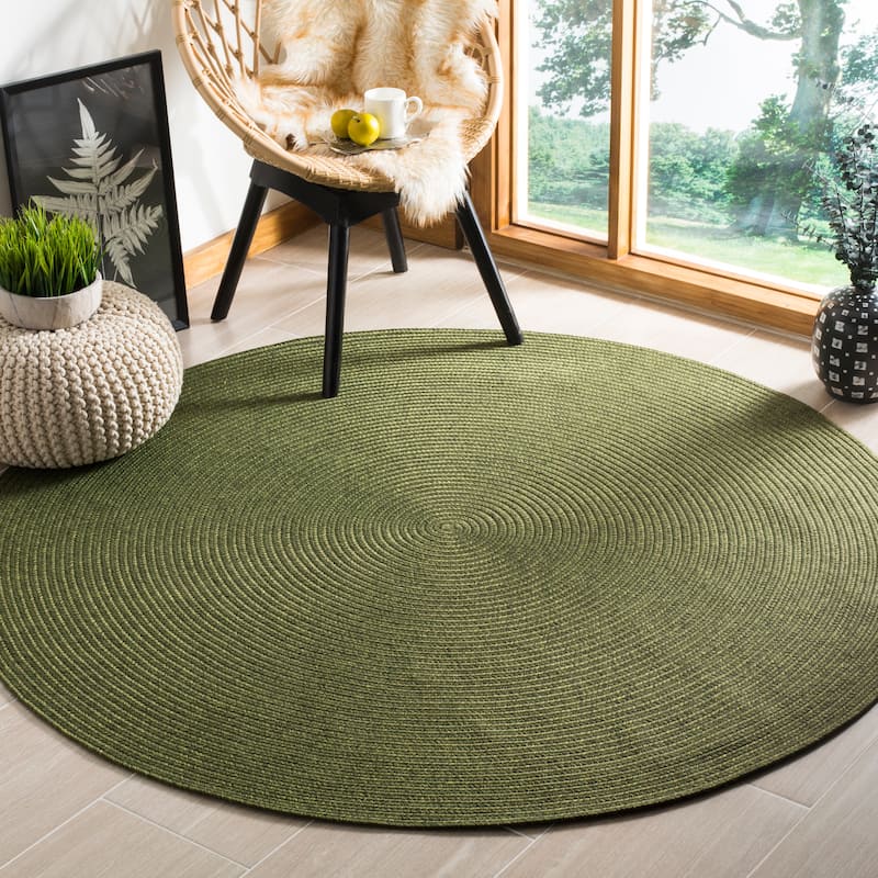 SAFAVIEH Handmade Braided Country Casual Lavada Rug - 6' Round - Green - Round