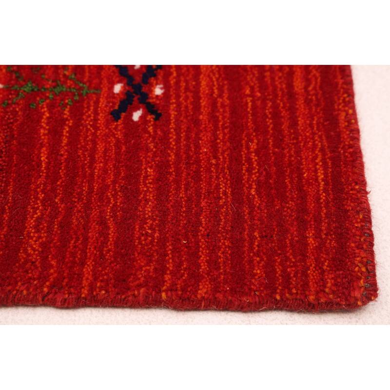 ECARPETGALLERY Hand Loomed Kashkuli Gabbeh Red Wool Rug - 4'0 x 5'7