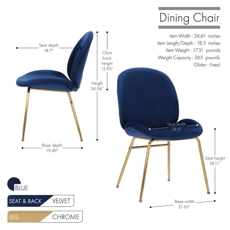 Porthos Home Cace Velvet Gold Leg Dining Chair