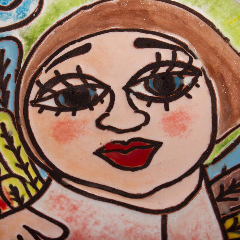 Ceramic wall art, 'Winged Woman'