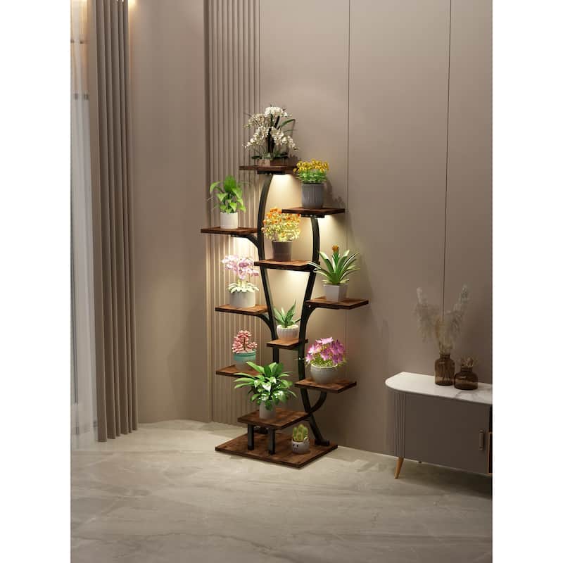 Plant Stand Indoor with Grow Lights, Indoor Plant Shelf, Metal Plant Flower Holder Stand, Vase Shape Plant Rack