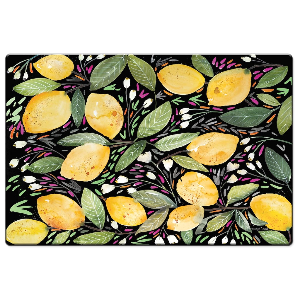 Highland Home Lemony 30” x 20” Decorative Vinyl Comfort Floor Mat Manufactured in The USA, Waterproof, Easy to Clean - 30x20