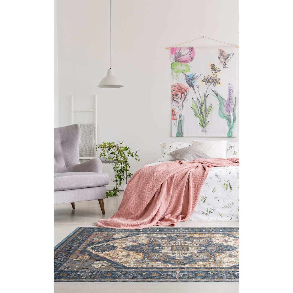 Artundra Navy Machine Made Flatweave Indoor Outdoor Area Rug