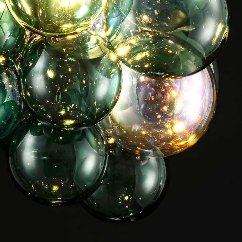 1-Light Modern Glam Sputnik Cluster Glass Globe Bubble Adjustable Height Chandelier for Dining Rooms