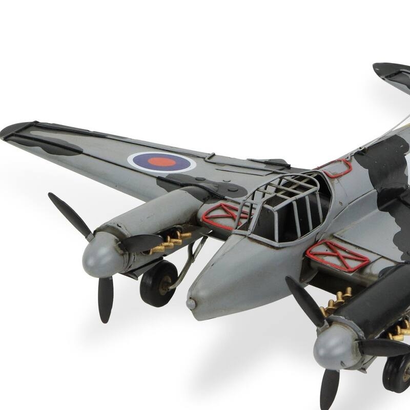 HomeRoots 4" Black and Gray Metal Hand Painted Model Airplane - 17' X '4' X '13
