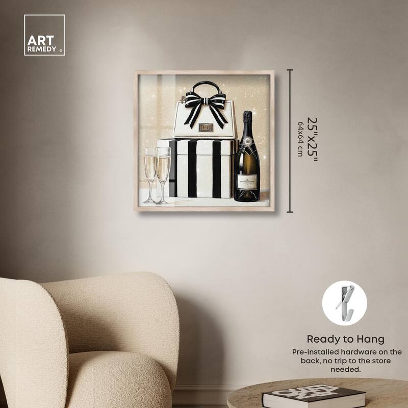 Black and White Striped Glam Shadowbox by Art Remedy