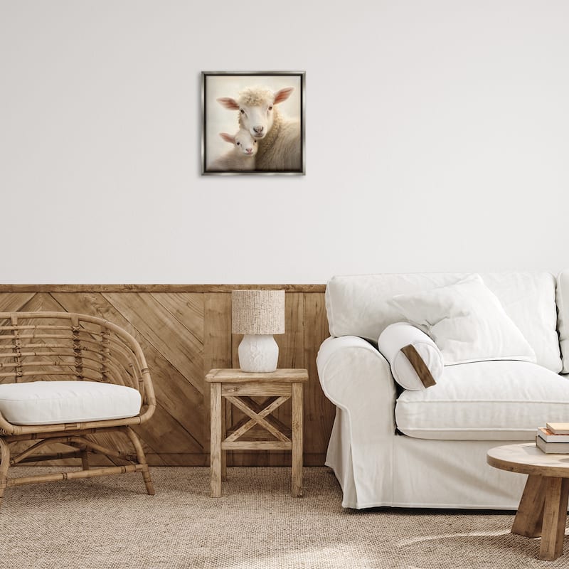Stupell Lamb & Sheep Cuddles Framed Floater Canvas Wall Art Design By Heidi Kuntz