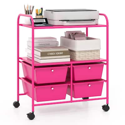 Gymax Rolling Storage Cart w/4 Drawers & 2 Shelves Multipurpose