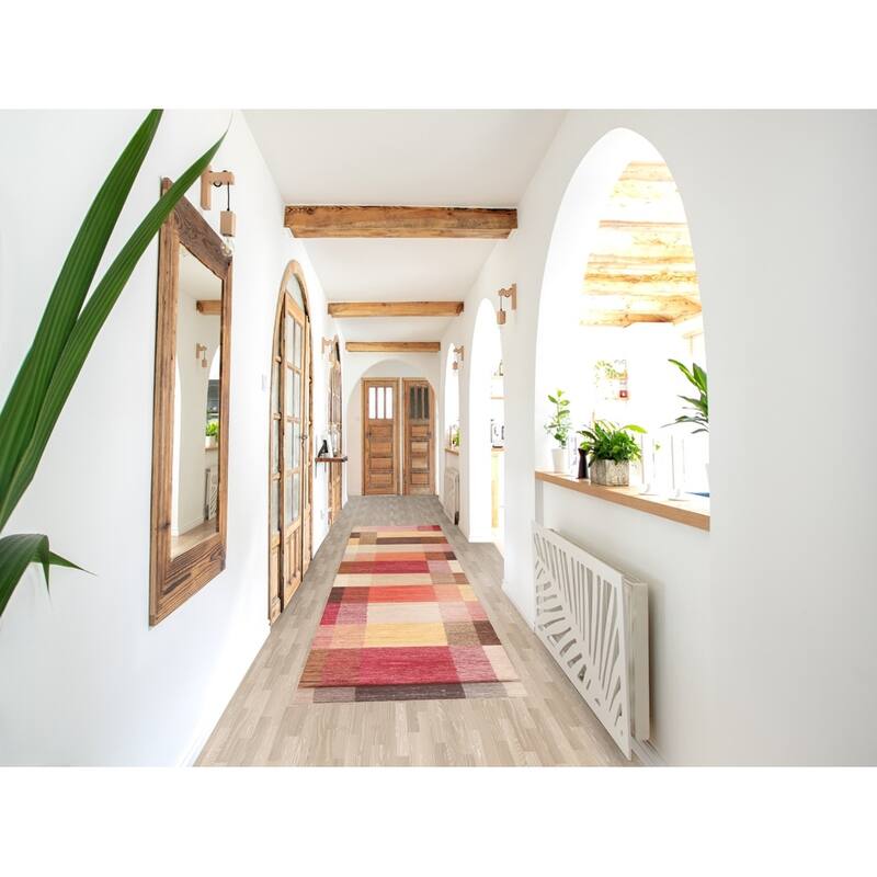 Modern Gabbeh Kashkoli Runner Rug Wool Hand-knotted Oriental Carpet - 2'6" x 14'10"