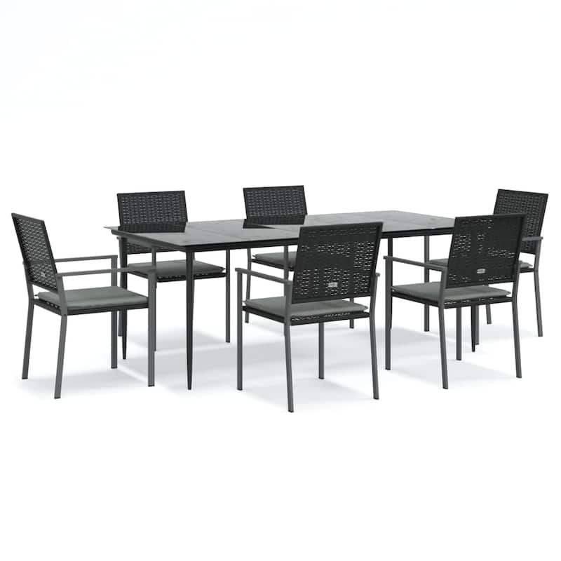 vidaXL 3/5/7/9 Piece Patio Dining Set with Cushions Poly Rattan and Steel