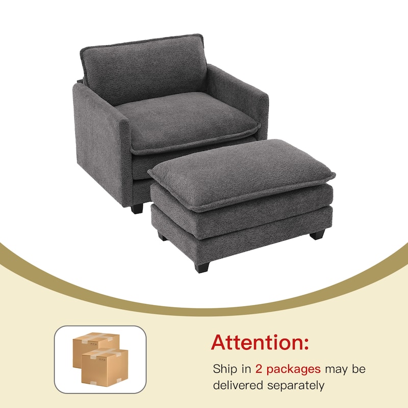 4-Seat Modular L-Shaped Corner Sectional Sofa with Ottoman, Soft Chenille Upholstery and Deep Seating for Living Room