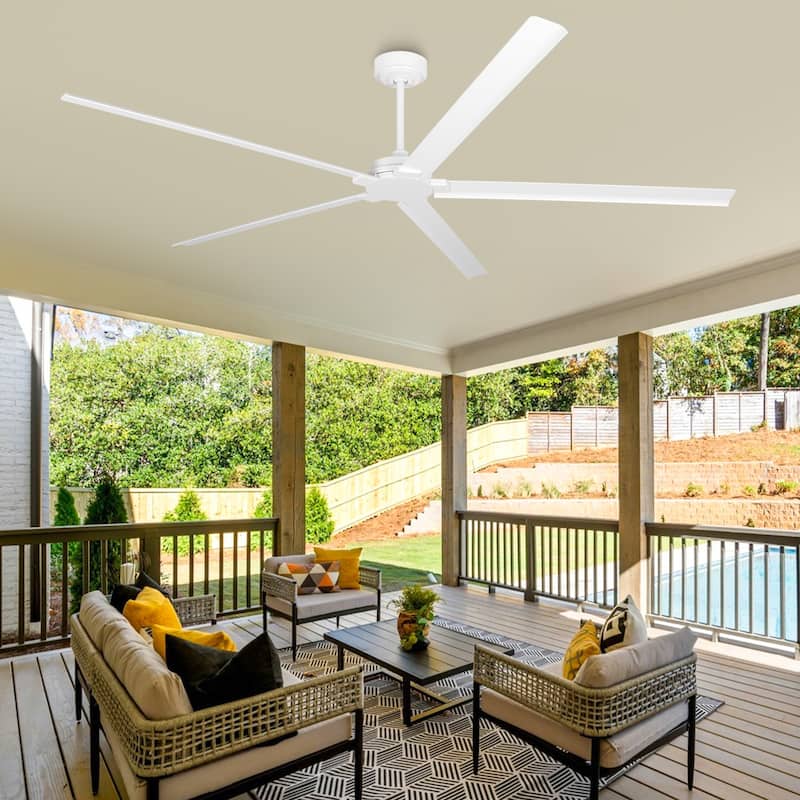 Parrot Uncle 72" Modern White Waterproof Wet Outdoor Large Aluminum Ceiling Fan with Remote