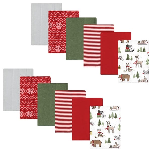 slide 1 of 1, Hudson Baby Unisex Baby Cotton Flannel Burp Cloths Bundle, Christmas Forest, One Size - Christmas Forest - One Size One Size - Christmas Forest