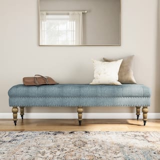 Linon Copper Grove Pereiaslav 62-inch Tufted Light Blue Bench