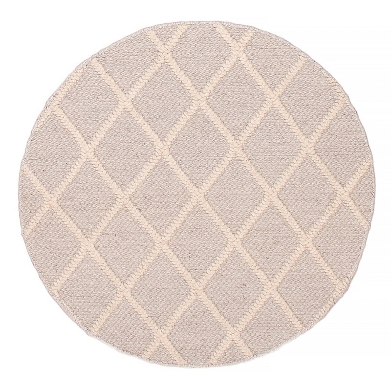 ECARPETGALLERY Braid weave Sienna Grey Wool Rug - 4'0 x 4'0 - Light Grey - 4'0 x 4'0