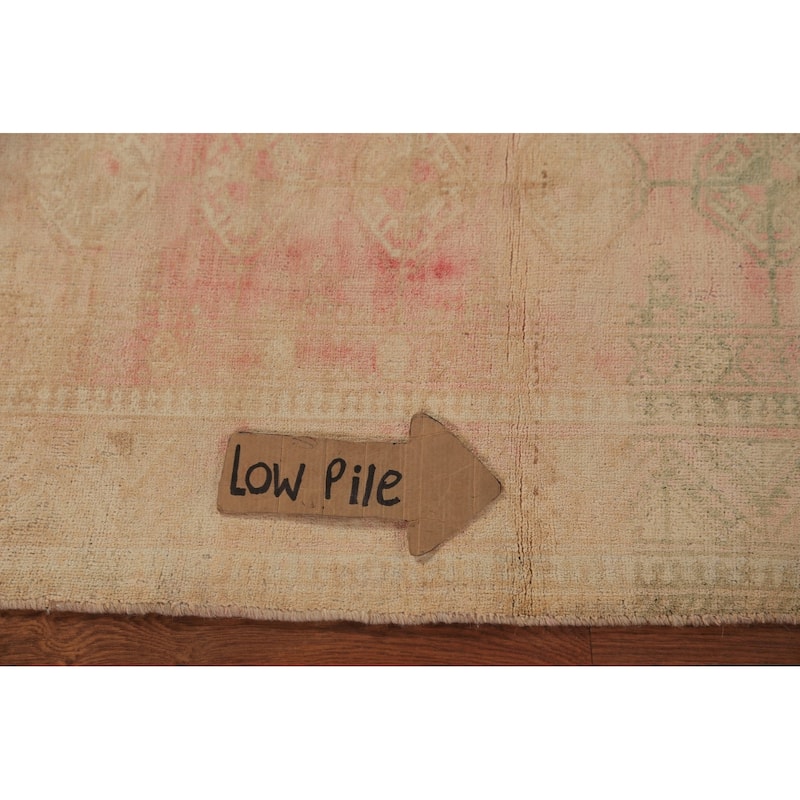 Distressed Pink Balouch Persian Vintage Rug Handmade Wool Carpet - 3'5" x 5'6"