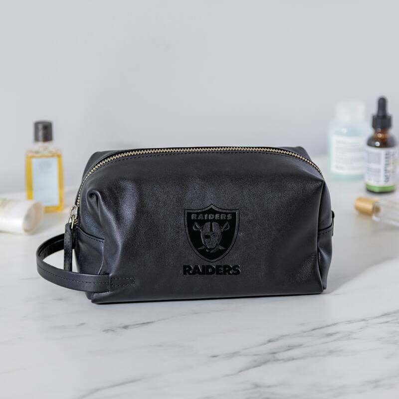 Las Vegas Raiders, Hybrid Leather Lined Toiletry Bag with Handle, Black