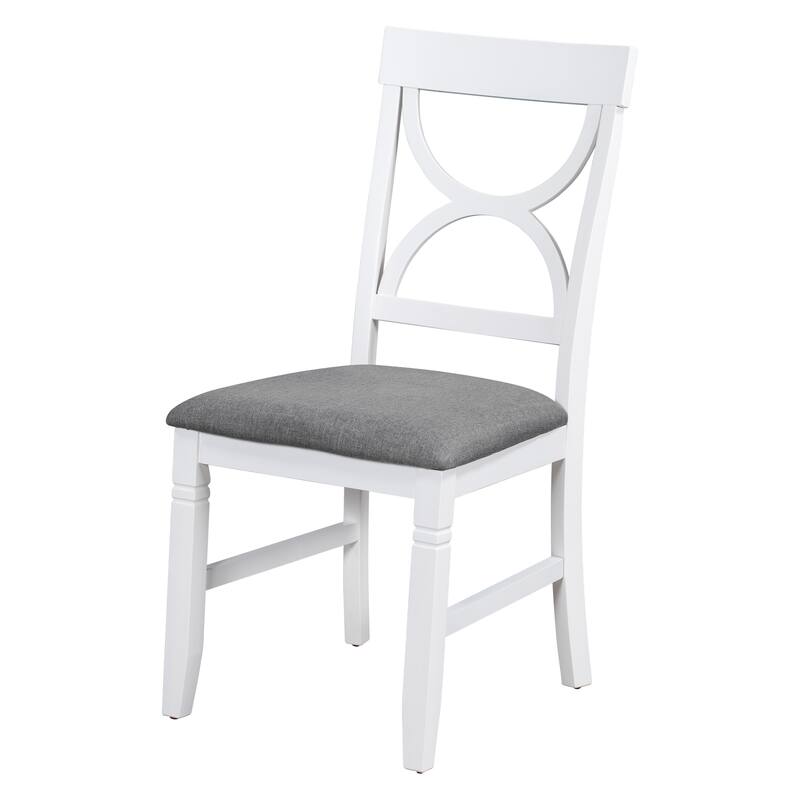 6 Piece Dining Table Set, Wood Rectangular Dining Table with Upholstered Bench and 4 Dining Chairs, Kitchen Table Set