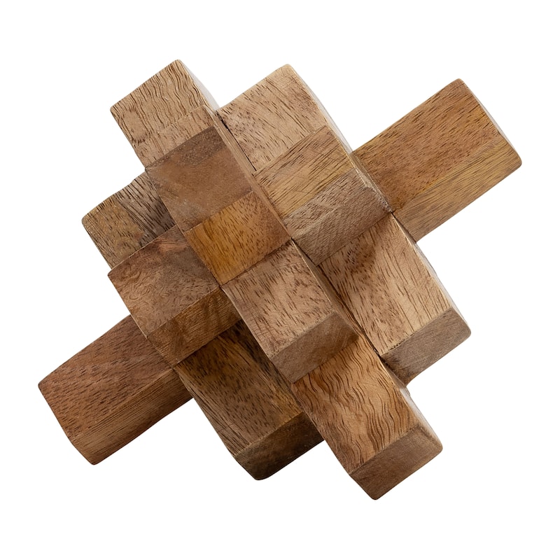 5" Wooden Orb Decor Contemporary Abstract Geometric Mango Wood Orb in Brown Creative Table Accent for Home or - 6" x 6" x 6" - 6" x 6" x 6" - Brown