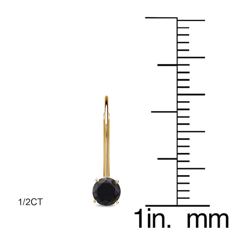 Auriya 1 to 4ctw Solitaire Black Diamond Earrings 14k Yellow Gold - 0.50ctw