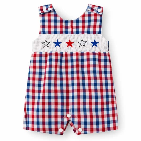 slide 1 of 1, Laurenza's Baby Boys Patriotic Smocked Romper 0-3M