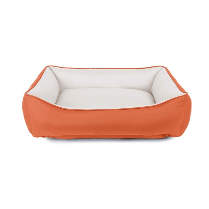 Sunbrella Indoor/Outdoor Reversible Double Sided, Cuddler Dog Bed with Bumper - 42x54 - Cayenne/Eggshell