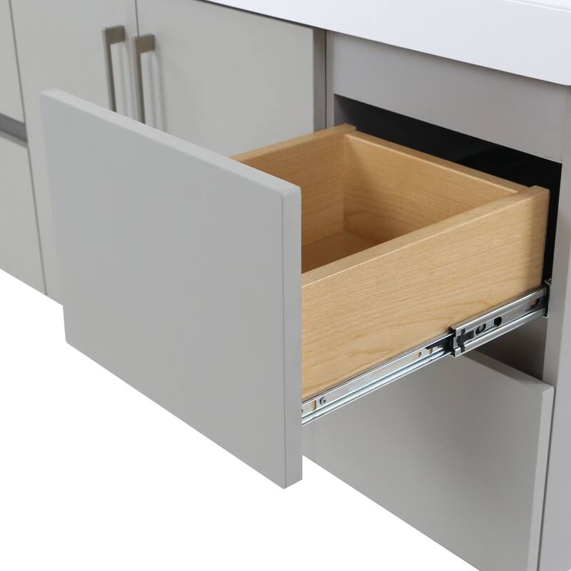 Spring Mill Cabinets Innes 48.5" Floating Bathroom Vanity With Cabinet, 2 Drawers and White Sink Top
