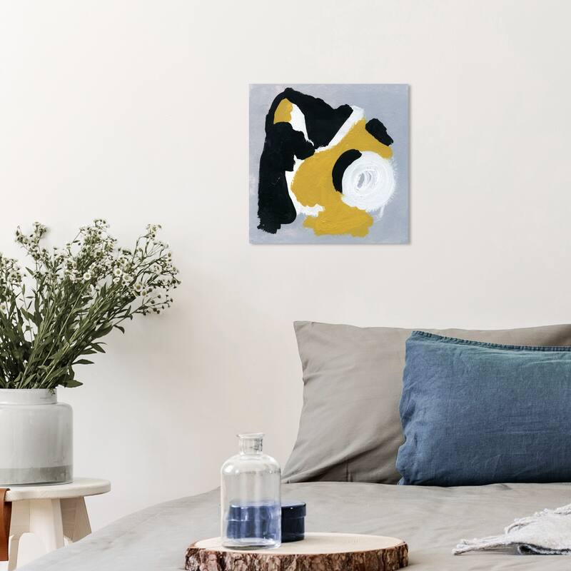 Wynwood Studio Canvas Abstract Toca Discos Yellow and Mustard Modern & Contemporary Wall Art Canvas Print - 12 x 12