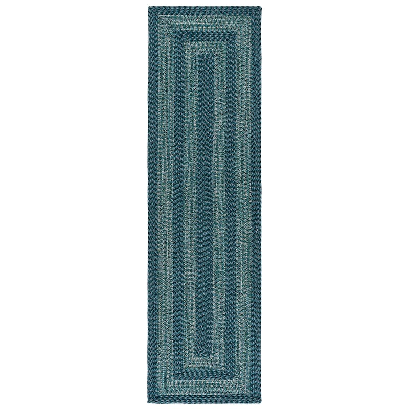 SAFAVIEH Handmade Braided Fatimah Washable Indoor/Outdoor Rug - Weather Resistant & Easy Cleaning - 2'3" x 8' Runner - Blue/Green