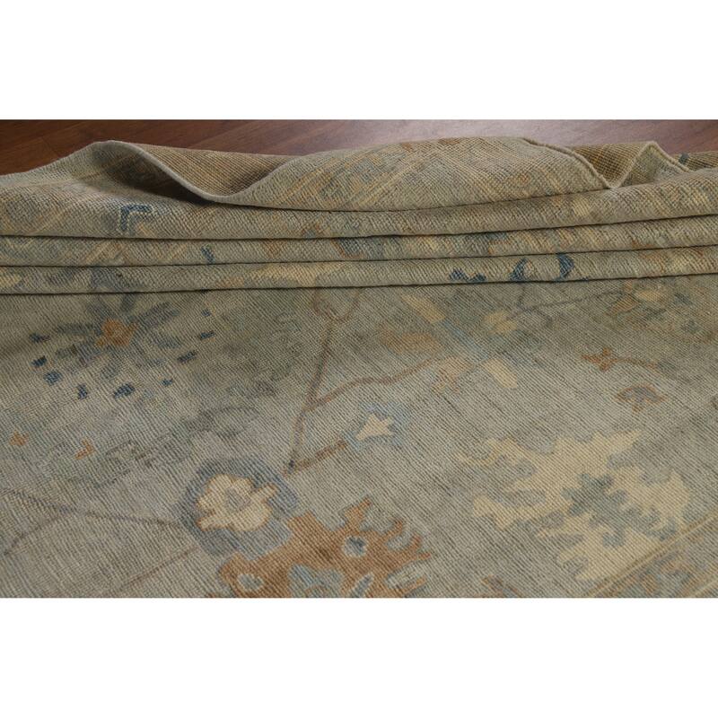 Hand Knotted Oriental 100% Wool Carpet Transitional All-Over Greys & Charcoal Oushak Area Rug - 9' 11'' X 8' 1''
