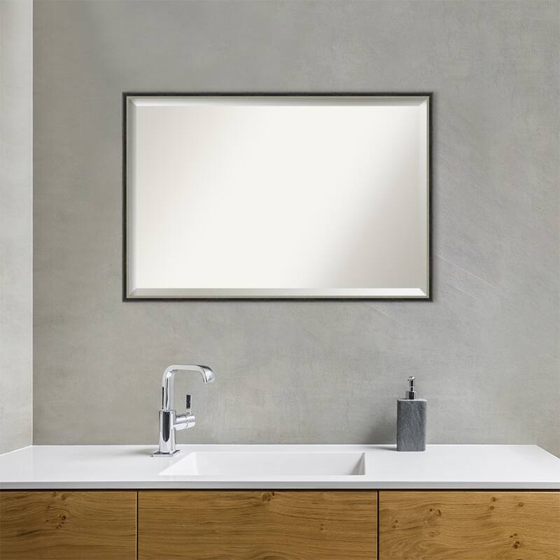 Theo Narrow Beveled Wood Framed Bathroom Vanity Wall Mirror