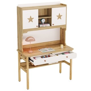 47" Industrial Kids Desk Study Station with Drawer and Hutch for Home