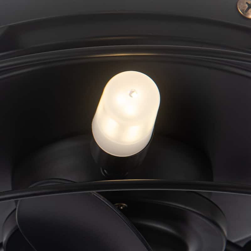 12" 3-Blade 3-Light Black Cage Ceiling Fan with Light