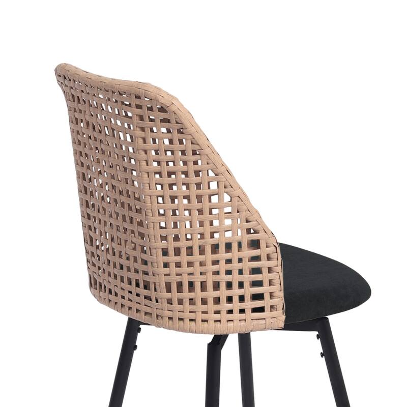 2 Set Wicker 27" Upholstered Counter Bar Stool With Back