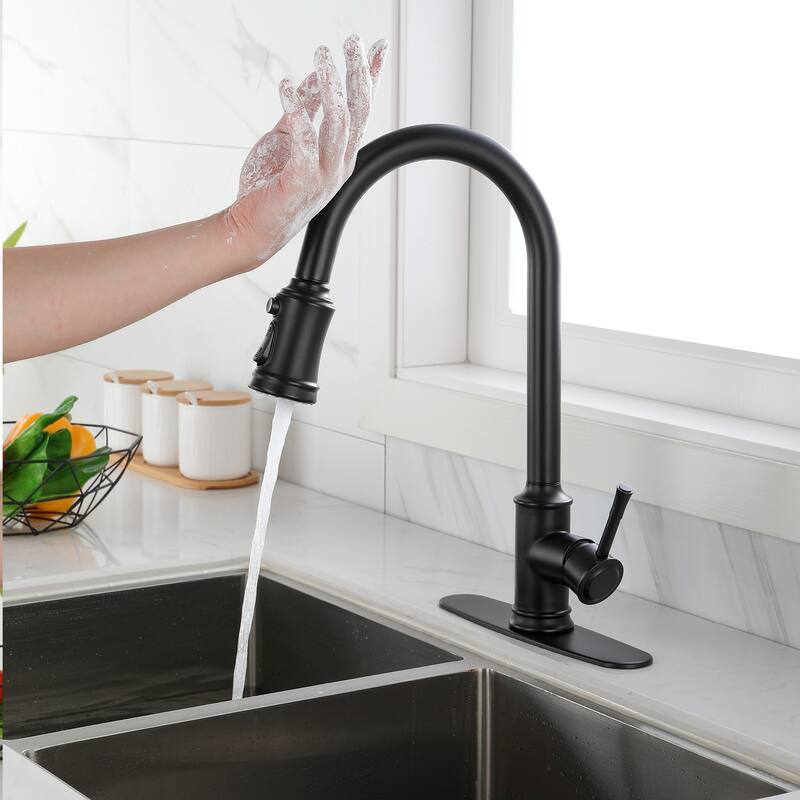 Single Handle Touch Kitchen Faucet with Pull Down Sprayer and Deckplate