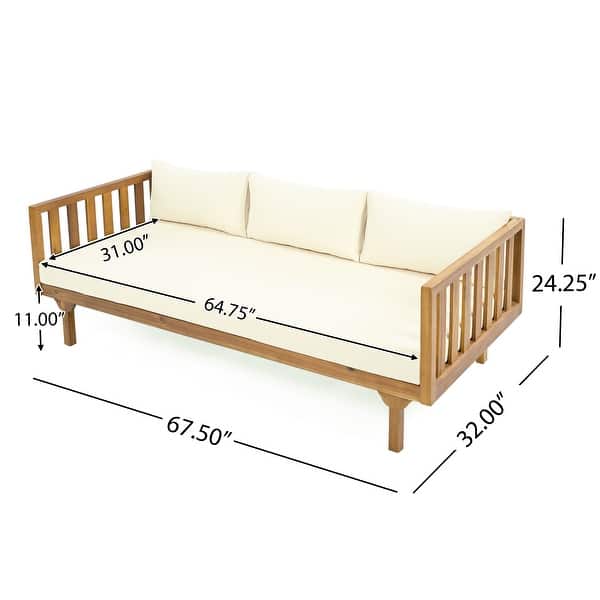dimension image slide 0 of 3, Claremont Farmhouse Outdoor 3 Seater Daybed with Water-Resistant Cushion by Christopher Knight Home