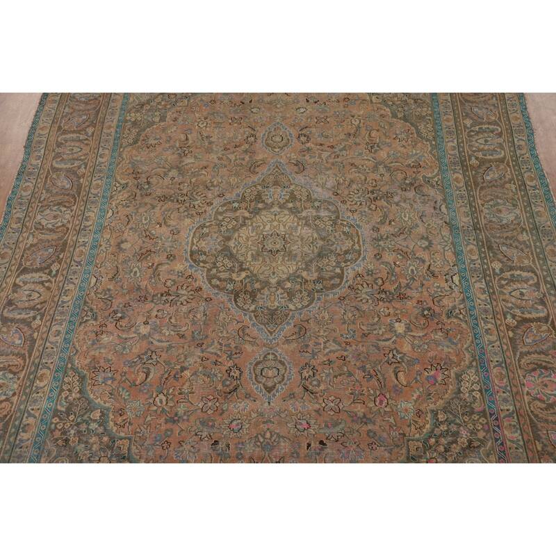 Traditional Mashad Persian Area Rug Handmade Wool Carpet - 9'3" x 12'10"