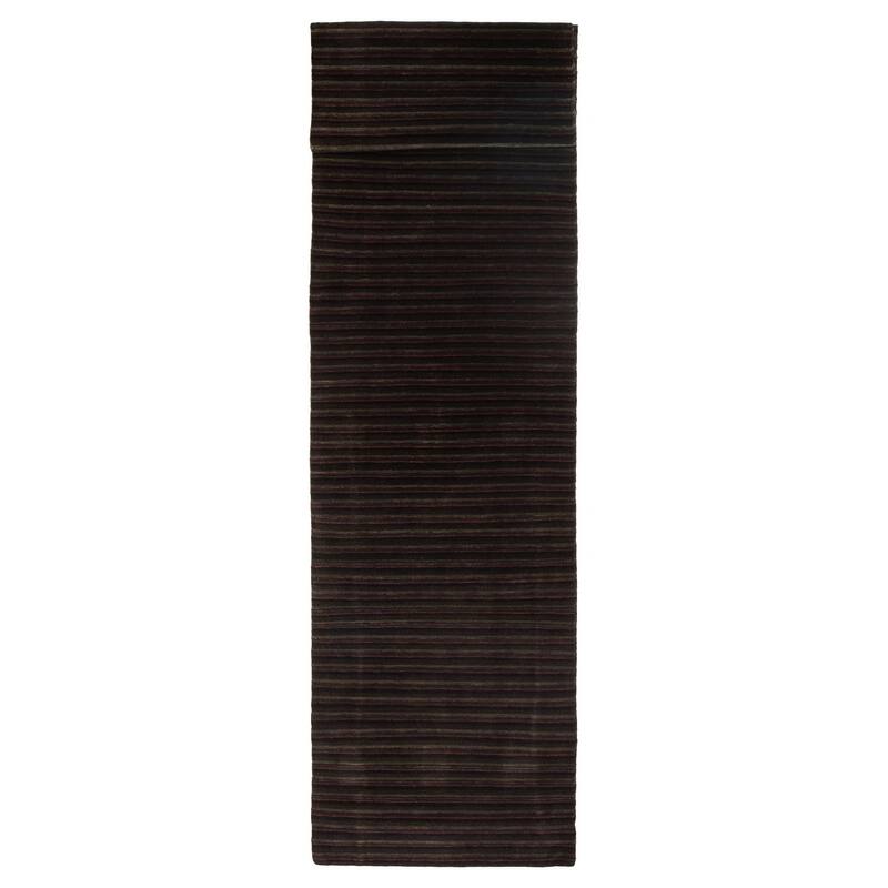 ECARPETGALLERY Hand-knotted Opulence Grey Viscose, Wool Rug - 2'10 x 11'7 - Dark Grey - 2'10 x 11'7