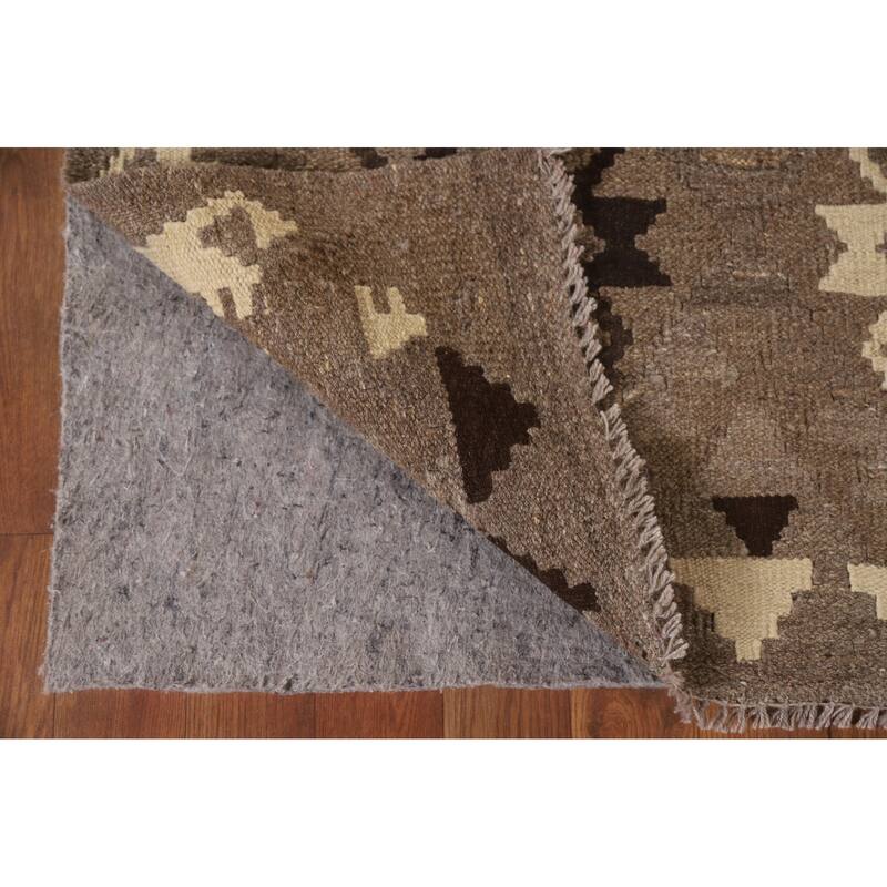 Hand Woven Oriental 100% Wool Carpet Southwestern Geometric Brown Kilim Area Rug - 6' 4'' X 5' 0''