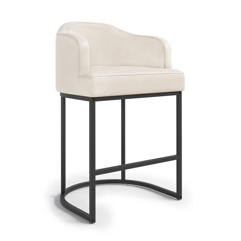 26.in Modern Set of 4 Barstool Fabric/Leather Upholstered Counter Height Stool with Metal Frame for Kitchen Island
