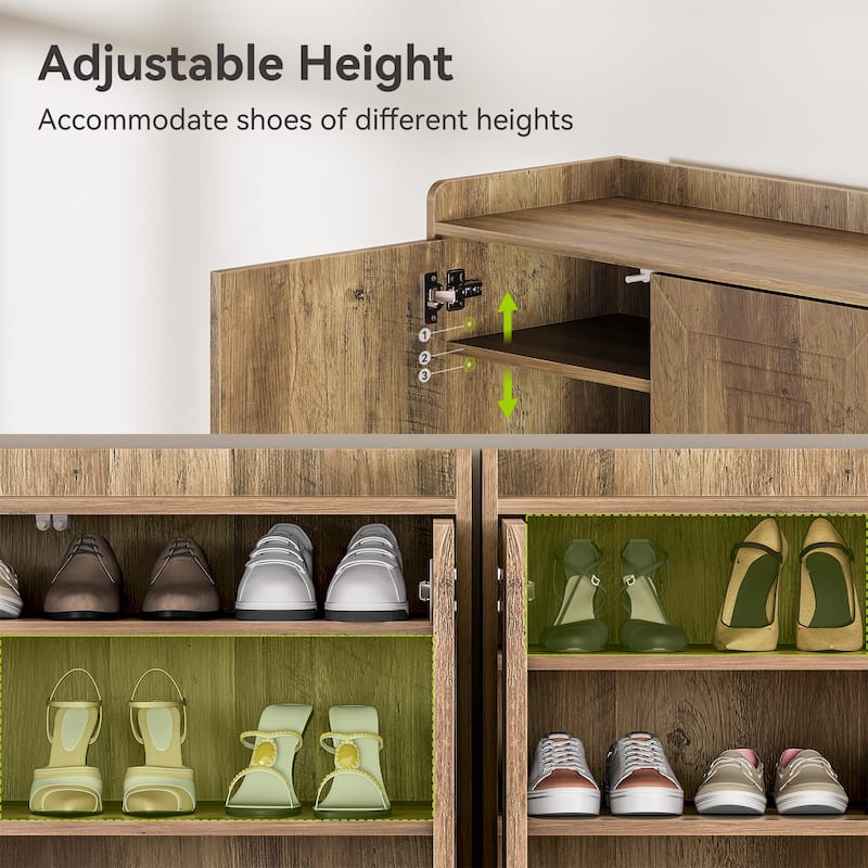 5-Tier Wooden Shoe Cabinet with Doors