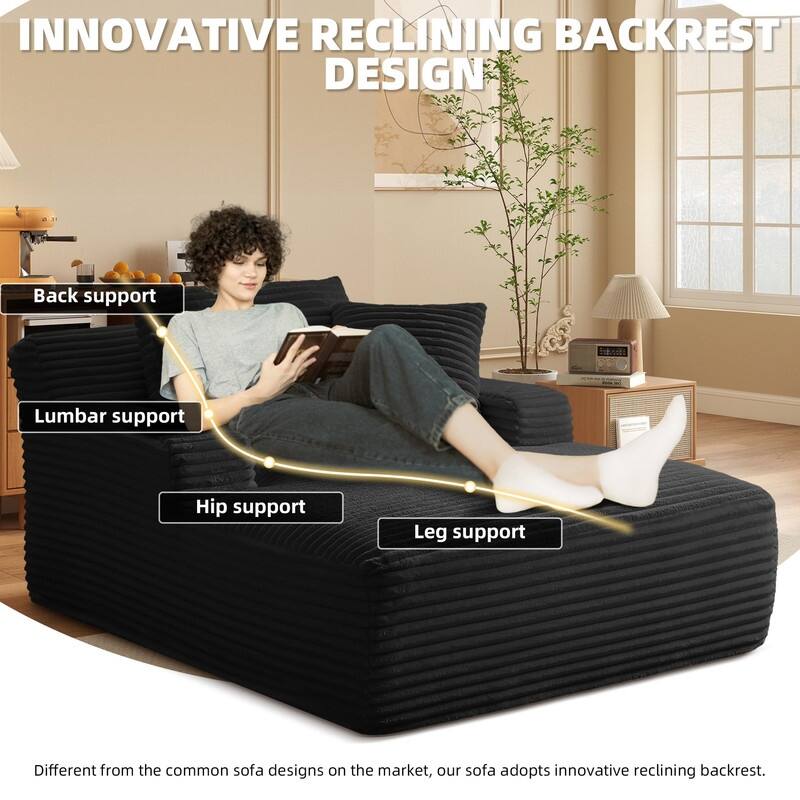 Rossetta Corduroy Upholstered Modern Oversized Chaise Lounge Chair