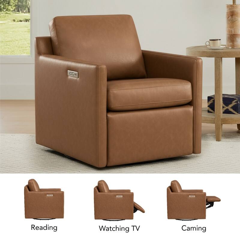 Nora Power Swivel Accent Chair Wall Hugger with Electric Footrests