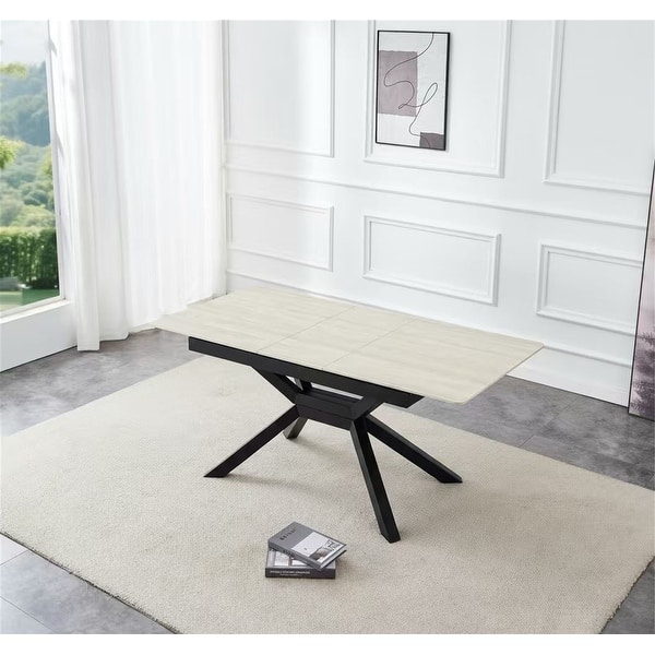 Modern Extendable Dining Table with Sintered Stone Tabletop - Bed Bath ...