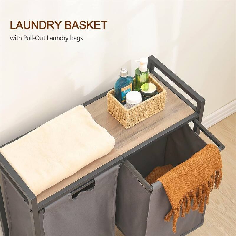 Laundry Hamper with 2 Section - 28.74"L x 11.81"W x 28.54"H