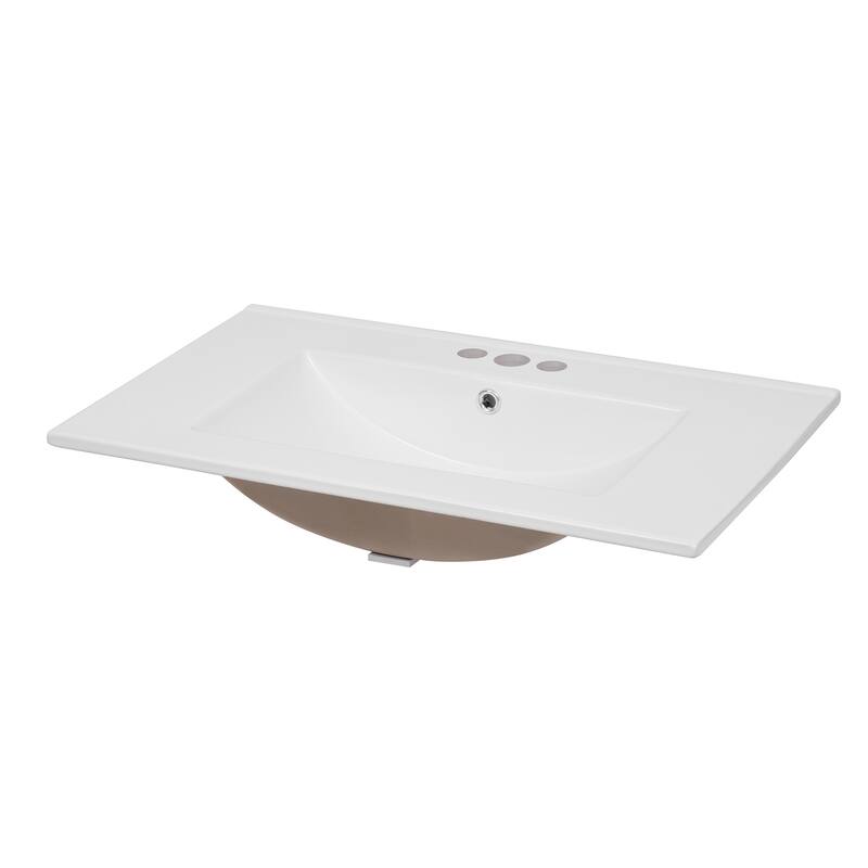 GDFStudio - Millford Modern Bathroom Vanity with Ceramic Sink, Adjustable Storage & 2 Soft Closing Doors - 30'W