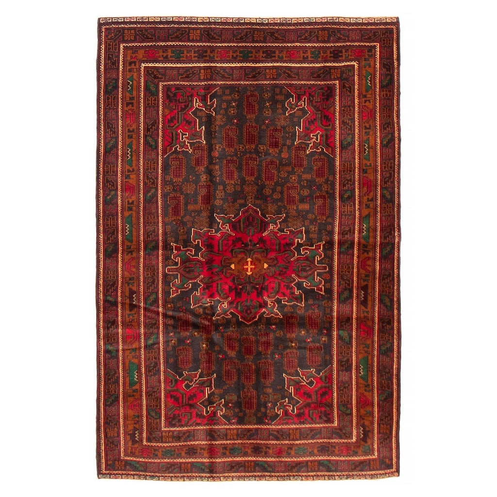 Teimani Black, Red Rug 3'11" x 6'1" - 3'11 x 6'1