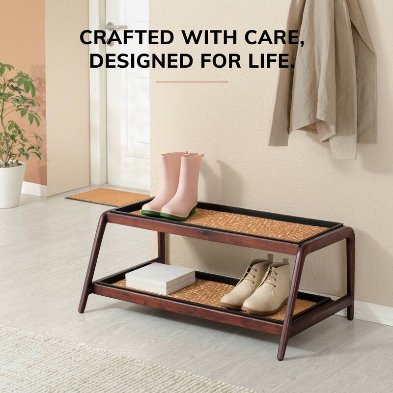 Jani Double-Tier Brown Stand 3-Pair Rubber Boot Trays