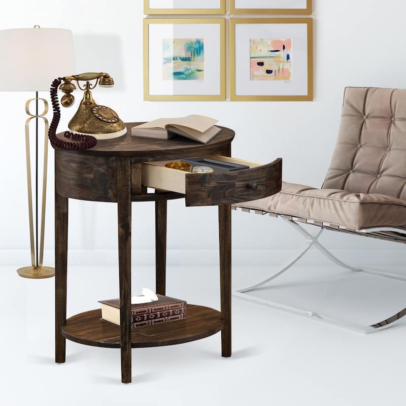 East West Furniture Mid Century Modern Nightstand with 1 Wood Drawer, Stable and Sturdy Constructed -(Finish Option)