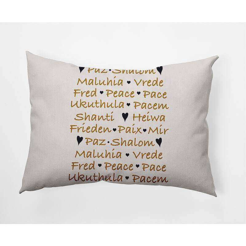 Words of Peace Christmas Soft Spun Polyester Decorative Throw Pillow - Specialty - Gold